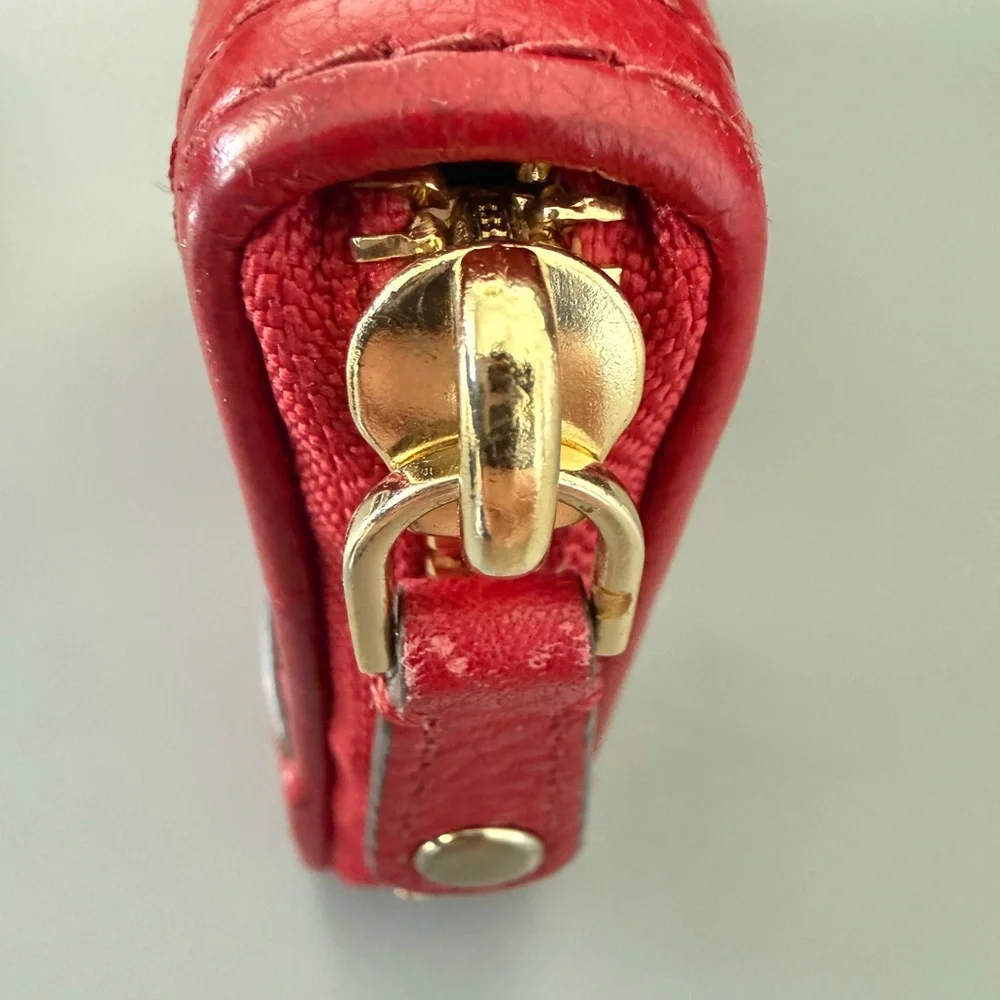 Michael‎ Kors Red Leather Zip Around Continental Wallet Gold Tone Hardware